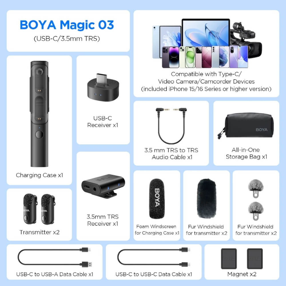 ไมโครโฟนไร้สาย BOYA MICROPHONE BOYA MAGIC-03